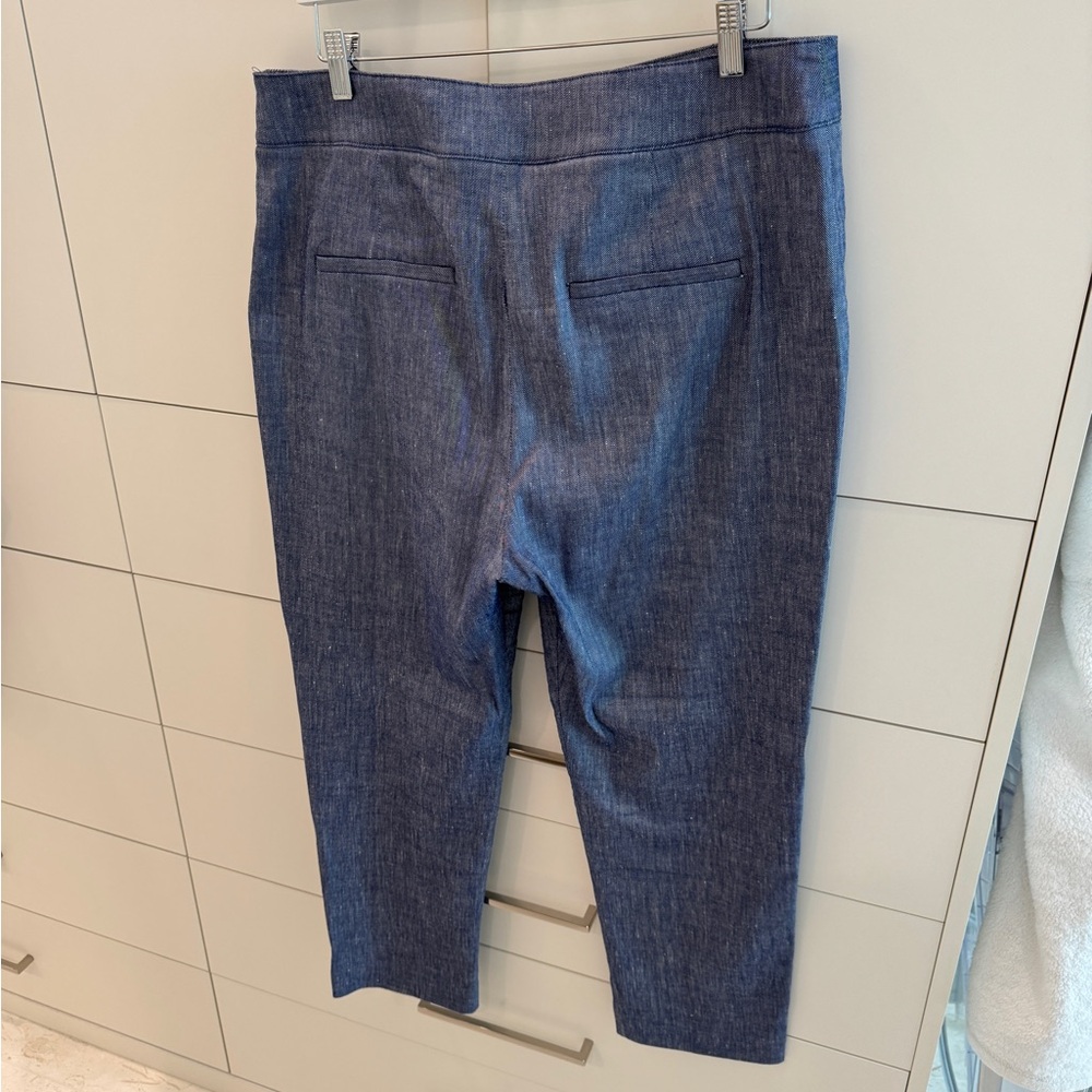 Veronica Beard Chambray Cropped Pants - Size 16 - Picture 7 of 13